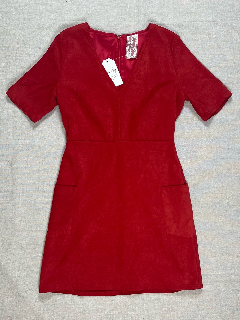 Sadie & Sage | NWT Red Vegan Suede Dress | Small